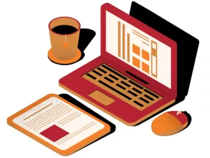 laptop, notbook, coffee and a mouse