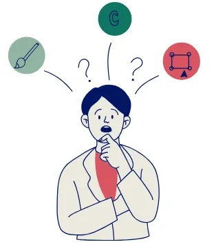a man choosing between 3 things