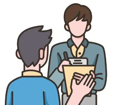 a man taking interview of other person