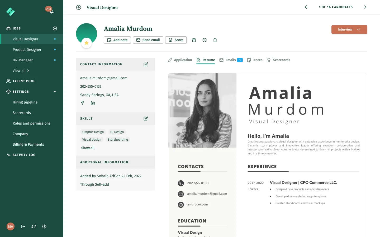 Dashboard mockup